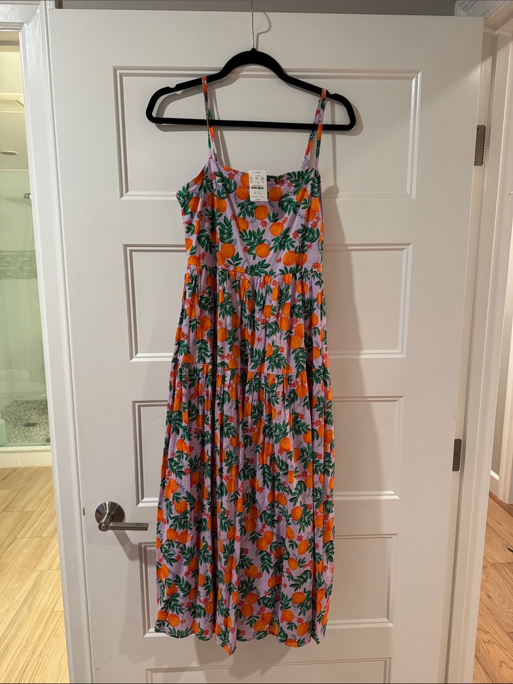 NWT J. Crew Lavender Dress with Orange Fruit Print